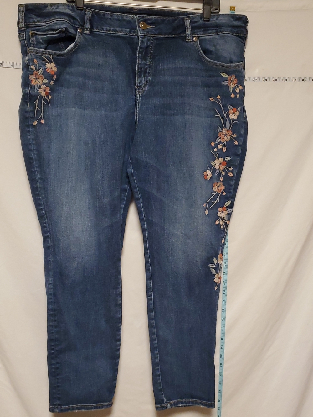 Silver Elyse Skinny Sz 20 L 29 Embroidered Jeans Boho Festival Cottagecore